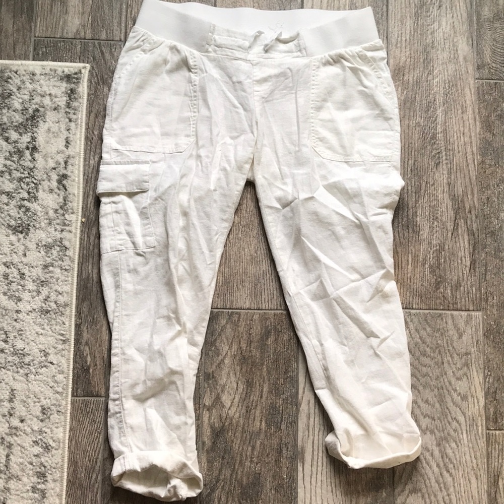Motherhood Maternity White Linen Pants Medium